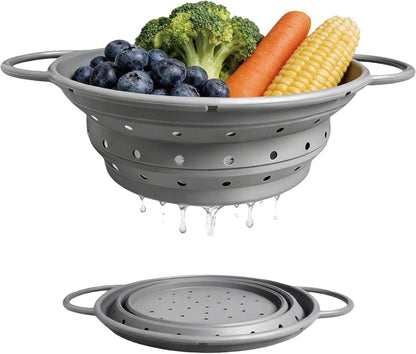 2‑Quart Silicone Collapsible Colander & Kitchen Collapsible Strainer