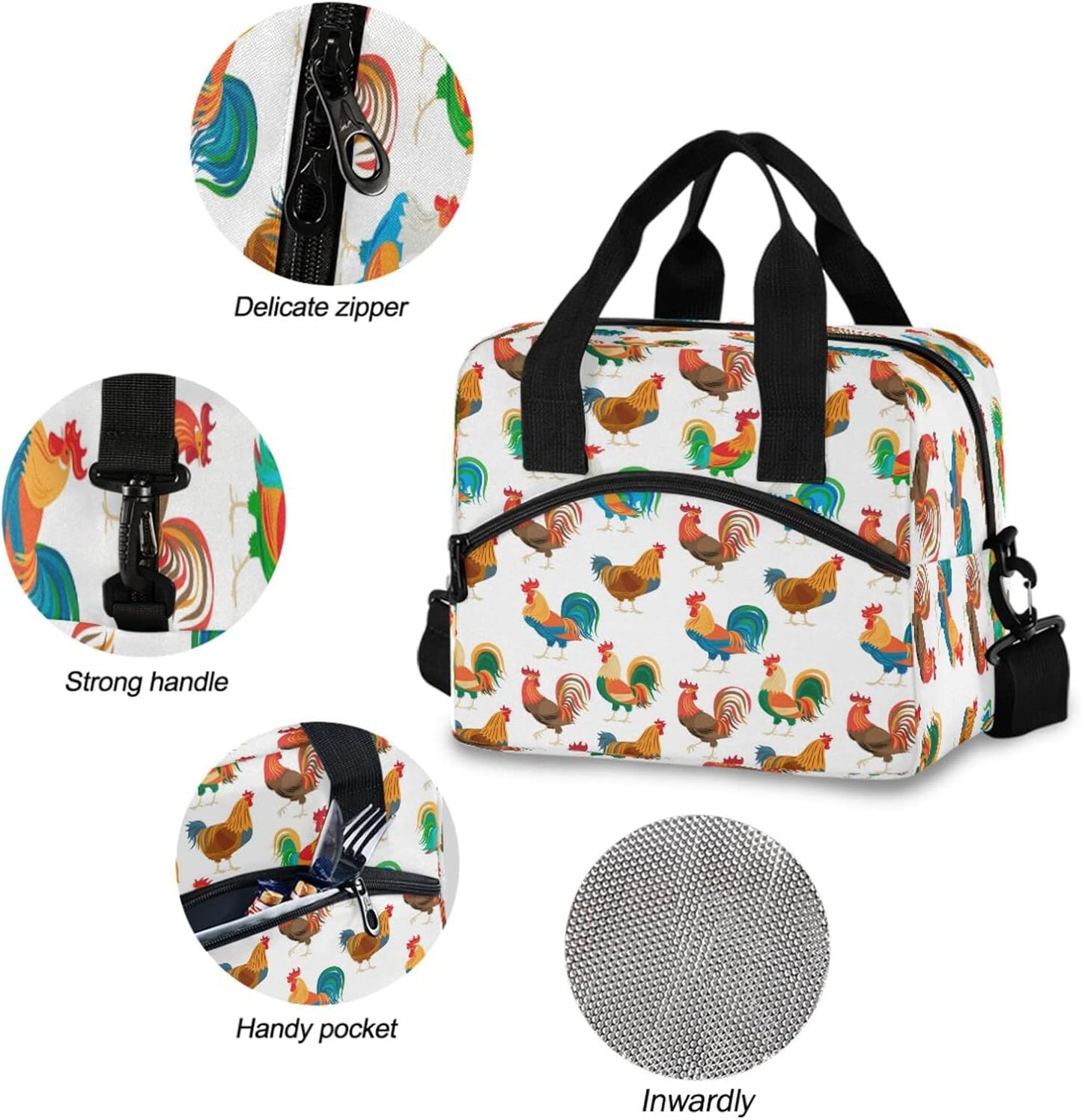 Colorful Leopard Insulated Lunch Bag Rainbow Animals Skin Print Reusable Cooler Lunch Tote Box with Shoulder Strap for Work Picnic School Beach