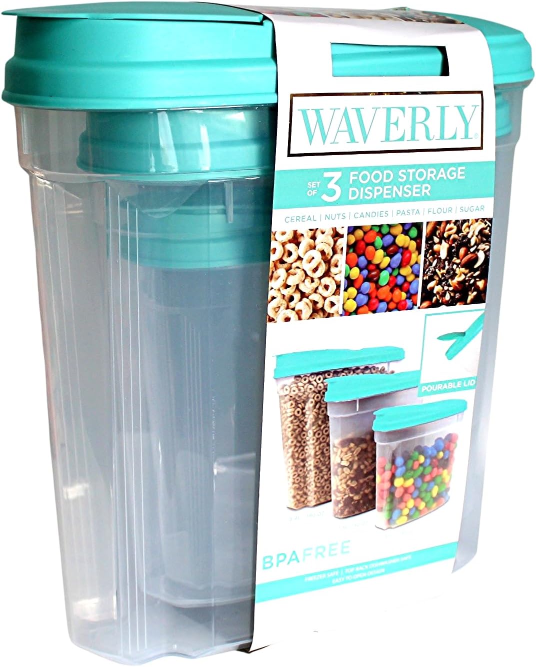 2-Pack Medium Airtight Lock & Pour Food Storage Containers – 5 Cups (60.87 oz) BPA-Free Dispensers for Snacks, Cereal, Candy, Sugar, Dog Treats & Dry Ingredients – Easy Grip & Flip-Top Lid