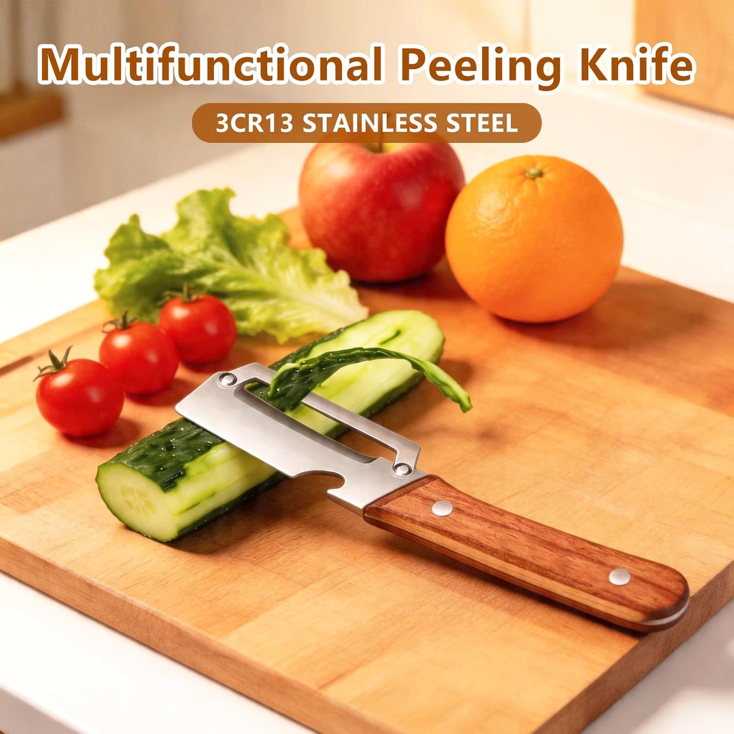 2026 New Utilira 2 PcsMultifunctional Vegetable Julienne Peeler, Kitchen Multi-Function Stainless Steel Thickened Fruit Peeler Knife, With Built-In Bottle Opener For Peeling Fruits, Vegetables
