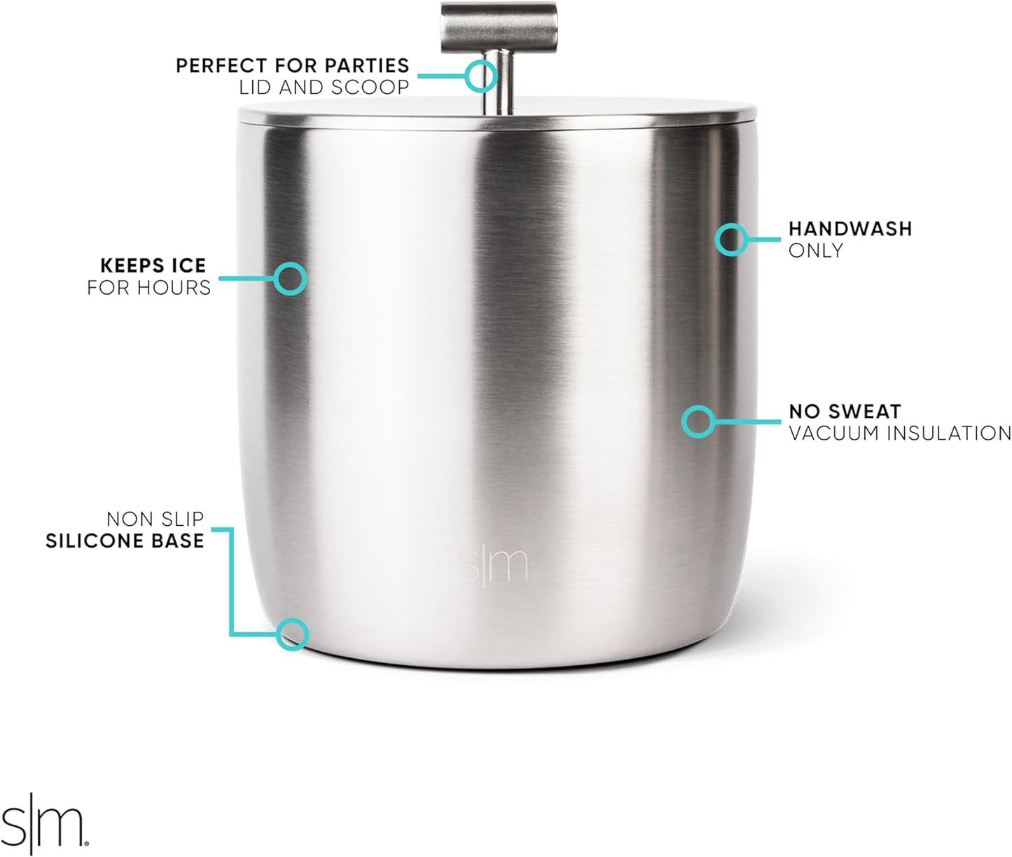 Simple Modern Vacuum Insulated Ice Bucket with Lid and Scoop | For Cocktail, Champagne, Wine, Beer, & Hosting | Stainless Steel 100oz Capacity for Large Parties | Rocks Collection | Winter White