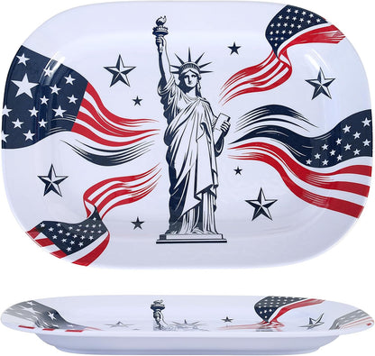 2 Pack Extra Large 17.5 Inch White Serving Trays – Reusable Melamine Platters for Parties, Snacks & Cookies, Durable Food Serving Dishes for Entertaining, Pantry & Kitchen Use White
