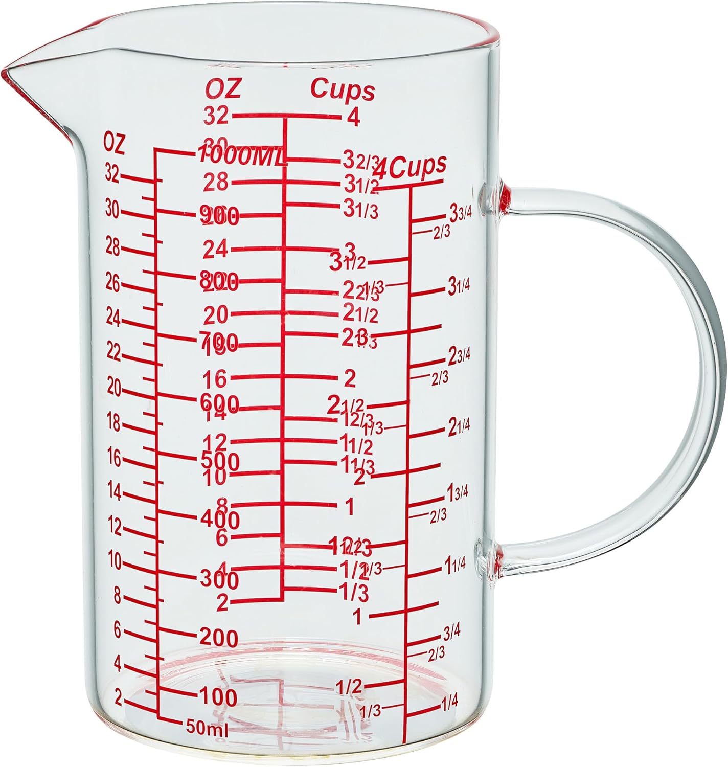 Ackers BORO3.3 Measure Glass -[Insulated handle | V-Shaped Spout]-Made of High Borosilicate Glass Measuring for Kitchen or Restaurant, Easy to Read, 60 ML (2 Oz) 丨(2 Pack)