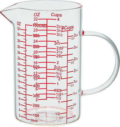 Ackers BORO3.3 Measure Glass -[Insulated handle | V-Shaped Spout]-Made of High Borosilicate Glass Measuring for Kitchen or Restaurant, Easy to Read, 60 ML (2 Oz) 丨(2 Pack)