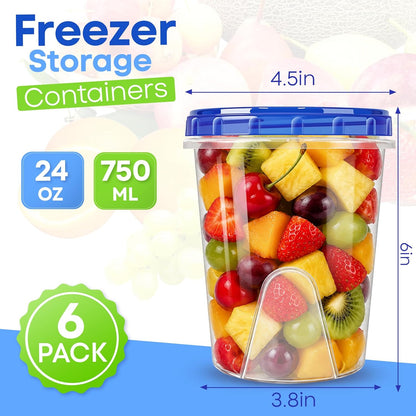 Freezer Storage Containers, 10 Pack-32 Oz Food Storage Containers with Twist Top Lids,BPA Free, Reusable, Meal Prep,Microwave and Dishwasher Safe
