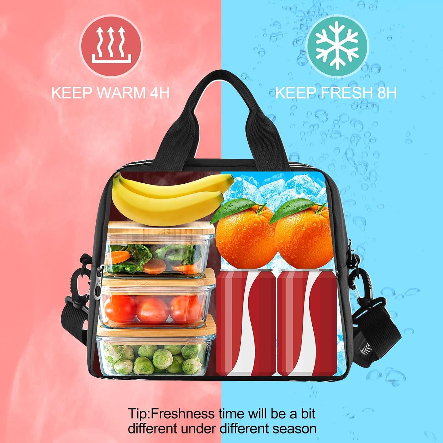 Colorful Leopard Insulated Lunch Bag Rainbow Animals Skin Print Reusable Cooler Lunch Tote Box with Shoulder Strap for Work Picnic School Beach