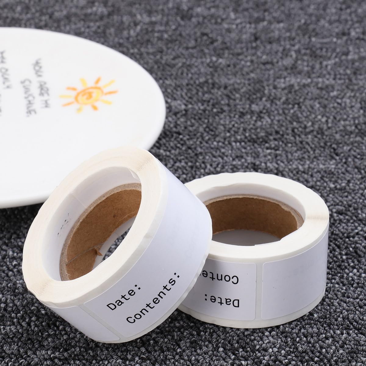 STOBAZA 2 Rolls English Record Date Stickers for Kitchen Food Labeling Natural Paper Material Stick DIY Index Labels for Smooth Surfaces Removable and Date Markers for Jars and Containers