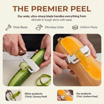 3-in-1 Stainless Steel Vegetable Peeler & Julienne Cutter with Bottle Opener - Multifunctional Kitchen Gadget for Fruits, Veggies, Camping & Daily Home Cooking(2-Pack) wooden