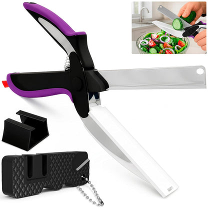 2 in 1 Kitchen Scissors for Food with Knife Sharpener (Grey)