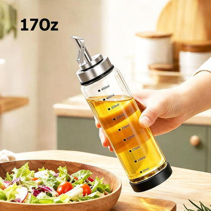 Glass Olive Oil Dispenser Bottle with Auto-Opening Lid, 17 Oz