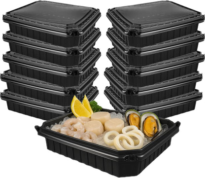Ultra-Cold Freezer Containers, Frozen Meal Prep Storage with Lids | (-30°C/-22°F), Microwave & Freezer-Safe, Perfect for Frozen Meat, Seafood and Hot Meals, 10" x 8.2" x 3.7", 10 Packs
