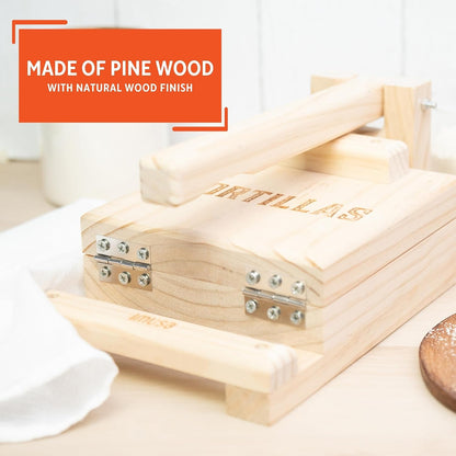 IMUSA 7.5 Inch Wood Tortilla Press