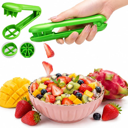4PCS Grape Cutter Set, Grape Slicer Kitchen Gadget, Cherry Tomato Slicer, Grape Cutter Tool, daily household fruit cutting tools, Grape Quarter Cutters with Strawberry Slicers and 2 Cleaning Brushes