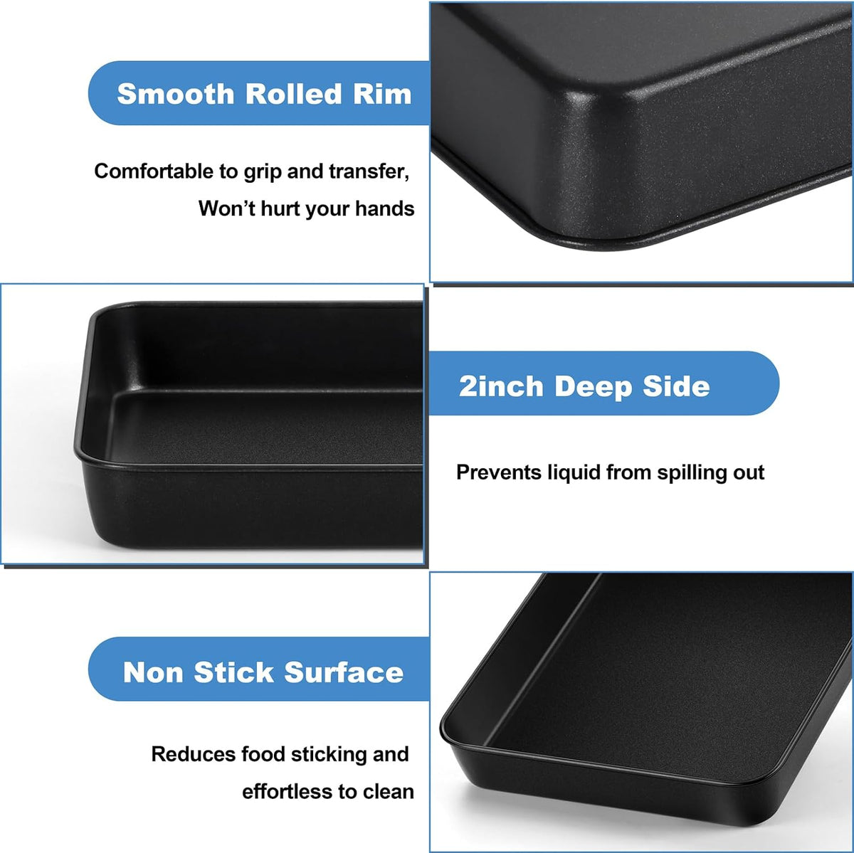 TeamFar Lasagna Pan, 16" x12.13" x2" Stainless Steel Rectangular Cake Pan