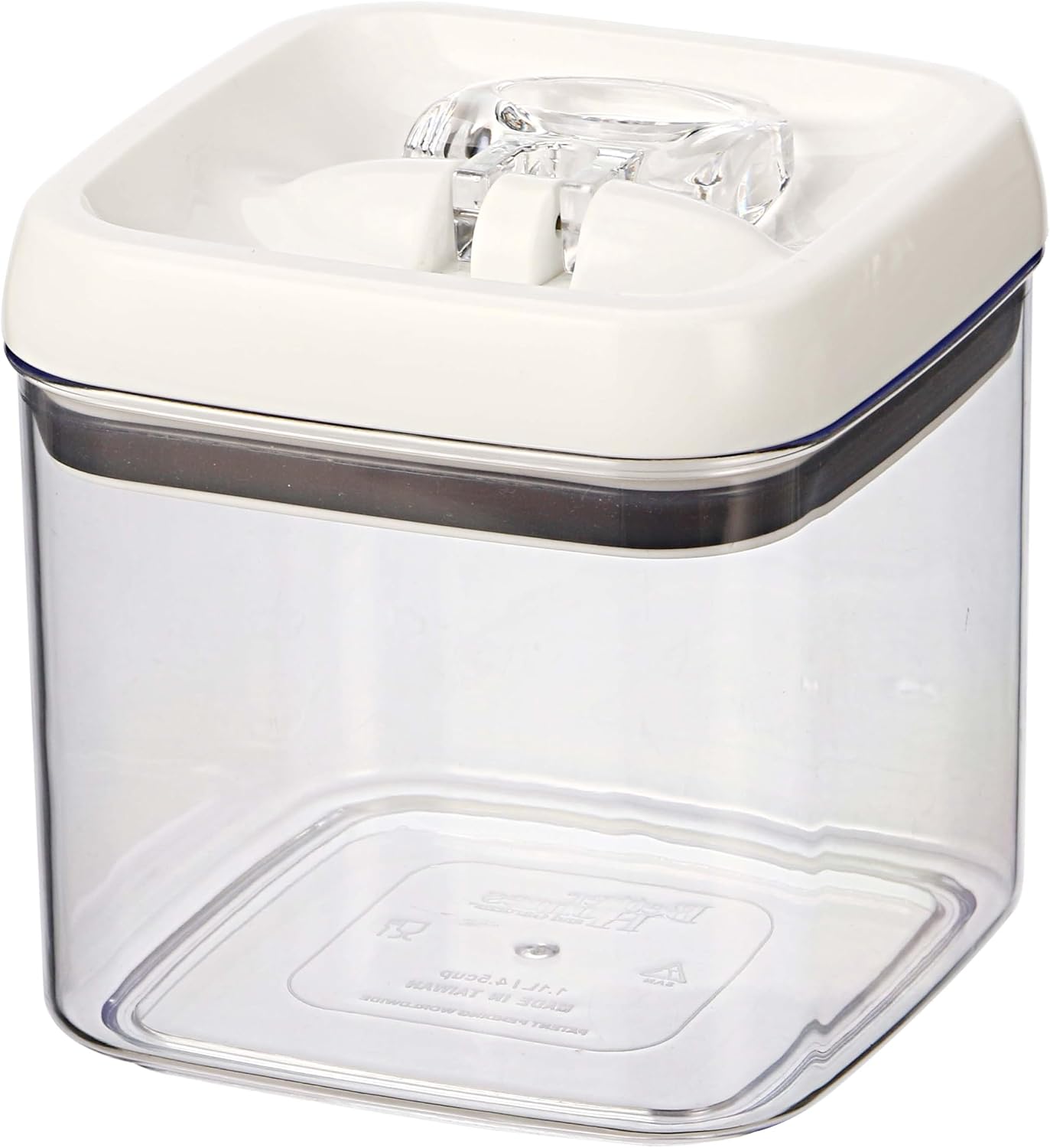 4.5 Cup Food Storage Container, Flip Tite Square Canister for Pantry Organization, Airtight Dry Food Container for Pasta Beans, BPA Free Clear Plastic