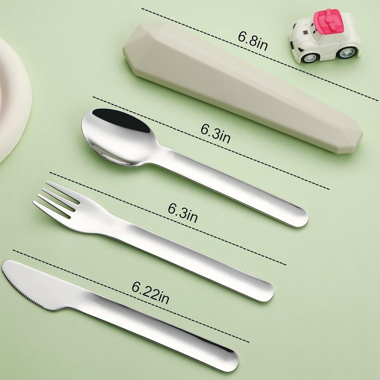 Utensils for Lunch Box Accessories, DEVICO Travel Silverware Set with Case, Camping Flatware Include 18/8 Stainless Steel Knife Fork and Spoon Set, Reusable Portable Cutlery Set for School (Teal)
