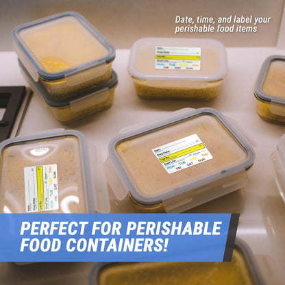 600 Shelf Life Food Rotation Labels, 2" x 3" Write On Meal Prep Date Labels for Container Food Service Stickers, 2 Rolls of 300