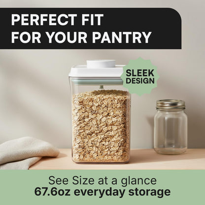 Bop Top Airtight Food Storage Containers with Lid 2 Cups / 16 oz | Kitchen Canister Sets | Air Tight Pantry Container | Pop Top Dry Food Storage Containers for Snacks, Sugar, Flour, Baking, Pasta