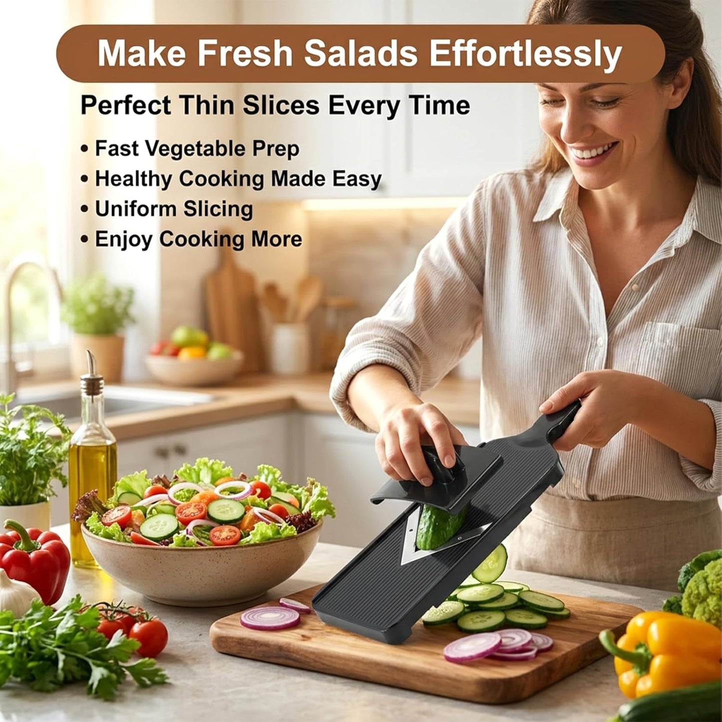 Mandoline Slicer for Kitchen, Multifunctional Handheld Potato Cucumber Slicer, Vegetable Mandoline Slicer with Hand Holder Cabbage Shredder Food Slicer for Potatoes, Onion(black)