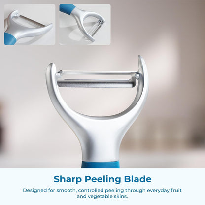 OOU Garlic Press, Stainless Steel Garlic Mincer with Premium Zinc Alloy Construction, Easy-Squeeze Ergonomic TPE Non-Slip Grip Handles, Reverse Cleaning Bumps and Dishwasher Safe Design, Blue