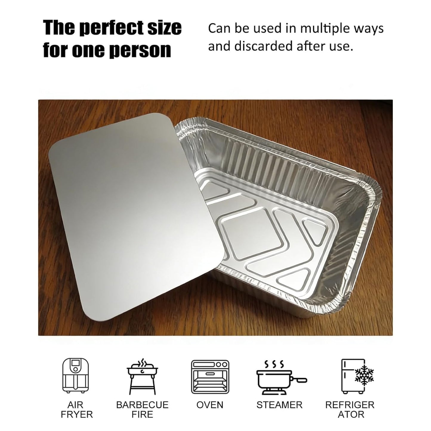 20 Pack Aluminum Pans with Lids(8.5"×6"), 2.25 lb Aluminum Foil Dinner Pans with Lids, Disposable Foil Pans for Baking, Cooking, Meal Prep, Takeaway and Freezing