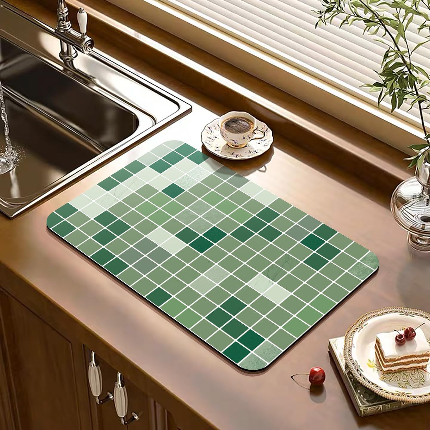 23.62” x 15.75” Non-Adhesive Mulitcolor Non-Slip Cutting Board Mat, Multi-Purpose Chopping Boards Pad for Chefs & Home Cooks Kitchen (Green)
