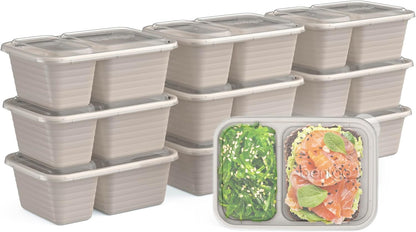 Bentgo Prep - 2-Compartment Snack Containers with Lids - Reusable, Microwaveable, Durable, PFAS & BPA-Free, Freezer, & Dishwasher-Safe Meal Prep Food Storage - 10 Trays & 10 Lids (Basil Glitter)