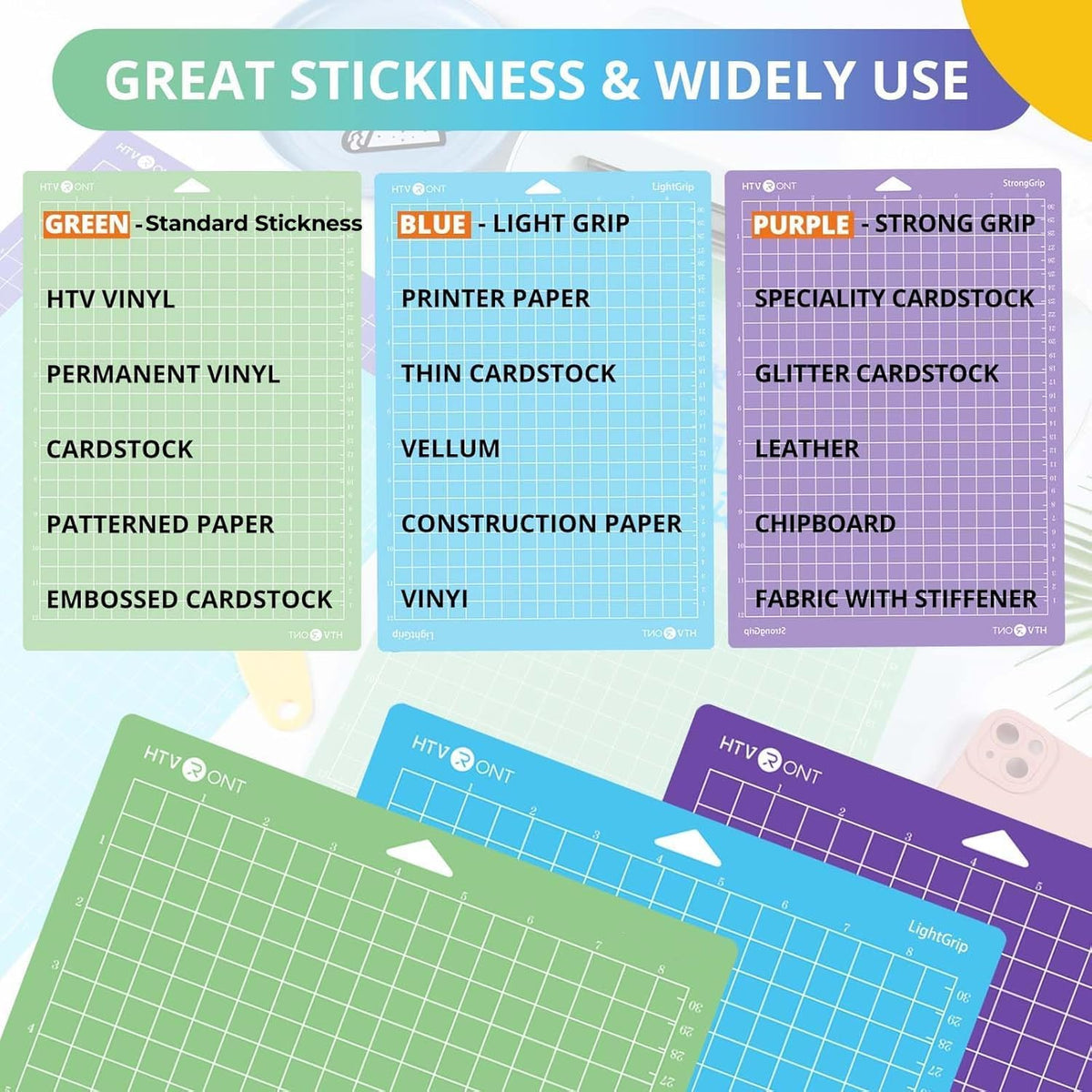 HTVRONT Cutting Mats 12x12, Compatible with Cricut Maker/Explore