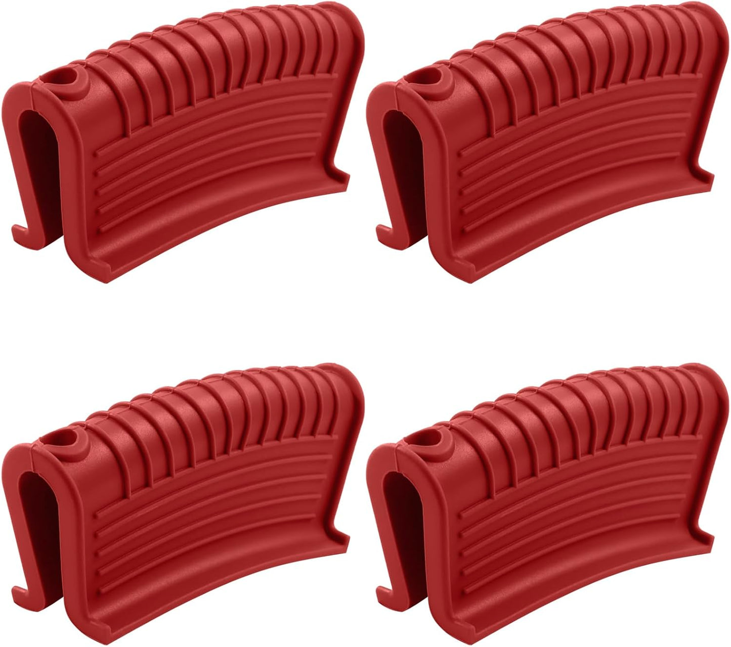 Murtenze 4 Pack Silicone Assist Handle Holder, Non-Slip Hot Pan Handle Covers Heat Resistant Grip Sleeve for Griddles Frying Pans Skillet (Red)