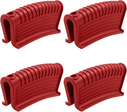Murtenze 4 Pack Silicone Assist Handle Holder, Non-Slip Hot Pan Handle Covers Heat Resistant Grip Sleeve for Griddles Frying Pans Skillet (Red)