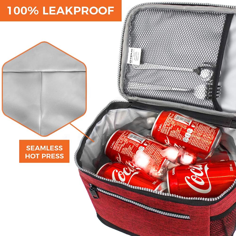 opux Insulated Lunch Box Men Women, Lunch Bag for Work School, Leakproof Soft Cooler Tote Adult, Large Lunch Pail Kids Boys Girls, Picnic Beach Food Bag with Shoulder Strap, Purple Floral