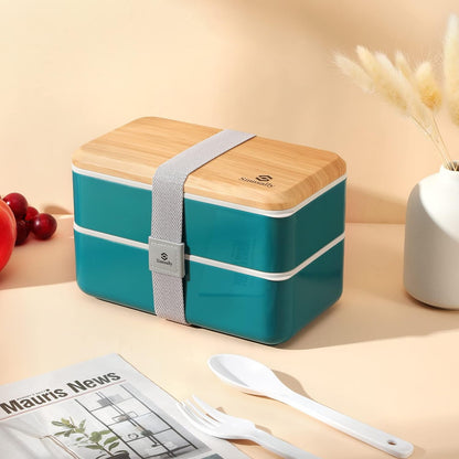 Sinnsally Bento Box for Kids and Adults, Stackable Japanese Bento Lunch Box Containers for Teens/Women with Compartments(47oz),Modern Lunch Containers with Utensil Set,Leak-Proof Lunchbox,Rectangle