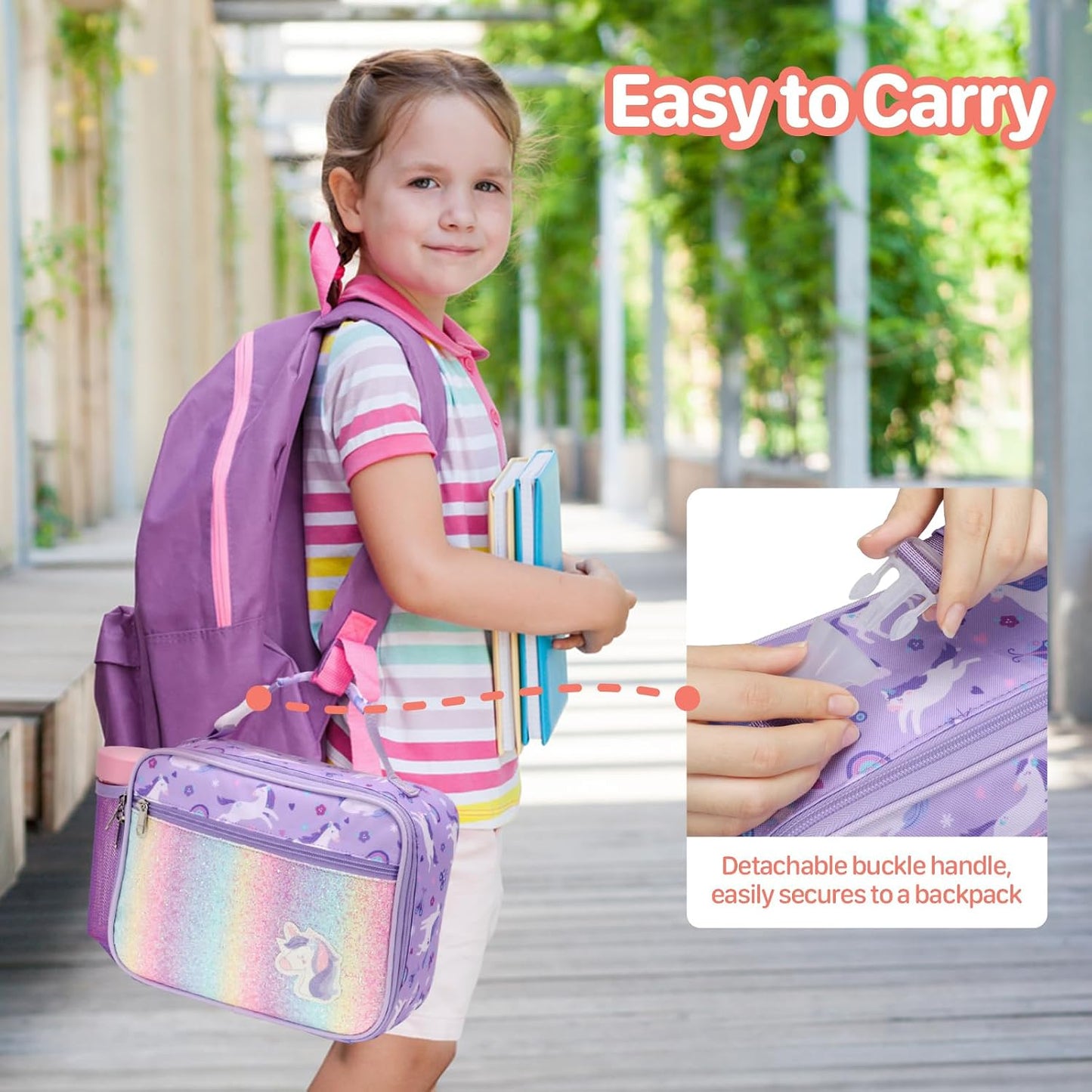 Kids Lunch Bag Boys - Insulated Kids Lunch Box Reusable Lunchbox with Water Bottle Holder Toddler Lunch Tote Bag for School Daycare, Black Dino Fossil
