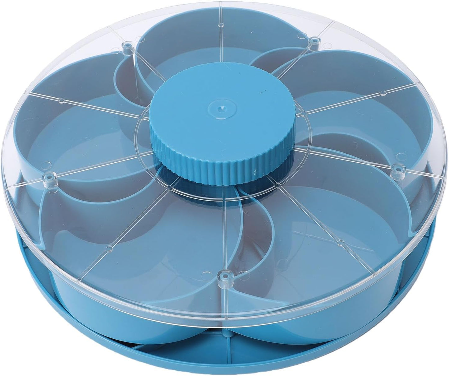 5-Compartment Divided Serving Tray with Lid – Rotating Snack Box for Dips, Appetizers, Fruits & Veggies – Blue Party Tray for Kitchen, Picnic & Entertaining