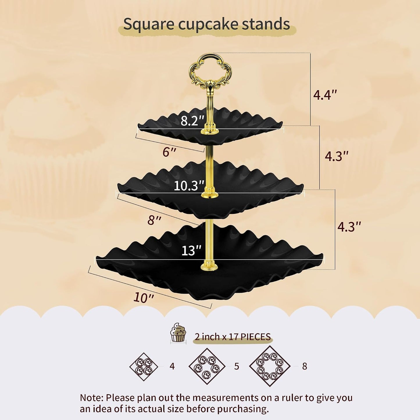 NWK 5 Piece Cake Stand Set with 2 x Large 3-Tier Cupcake Stands, 3 x Appetizer Trays, for Wedding Birthday Baby Shower Tea Party Decorations (Pink)
