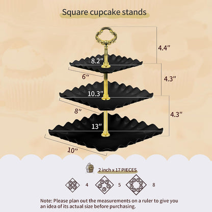 NWK 5 Piece Cake Stand Set with 2 x Large 3-Tier Cupcake Stands, 3 x Appetizer Trays, for Wedding Birthday Baby Shower Tea Party Decorations (Pink)