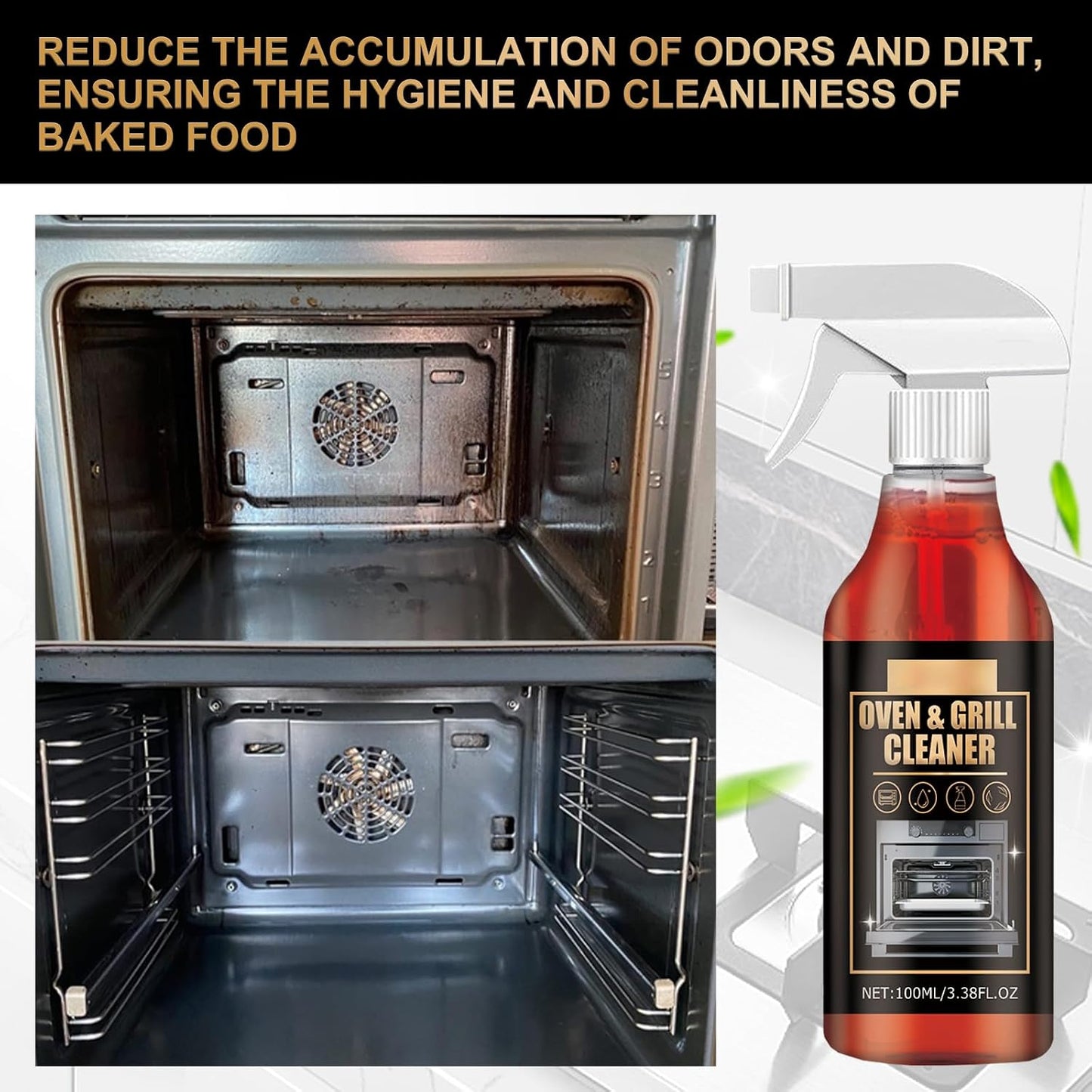 Oven & Grill Foam Cleaner 3.38 FL OZ, Multi-Surface Degreaser Spray for Stoves, Grates & Barbecues, Improves Cooking Efficiency & Hygiene 1 pcs