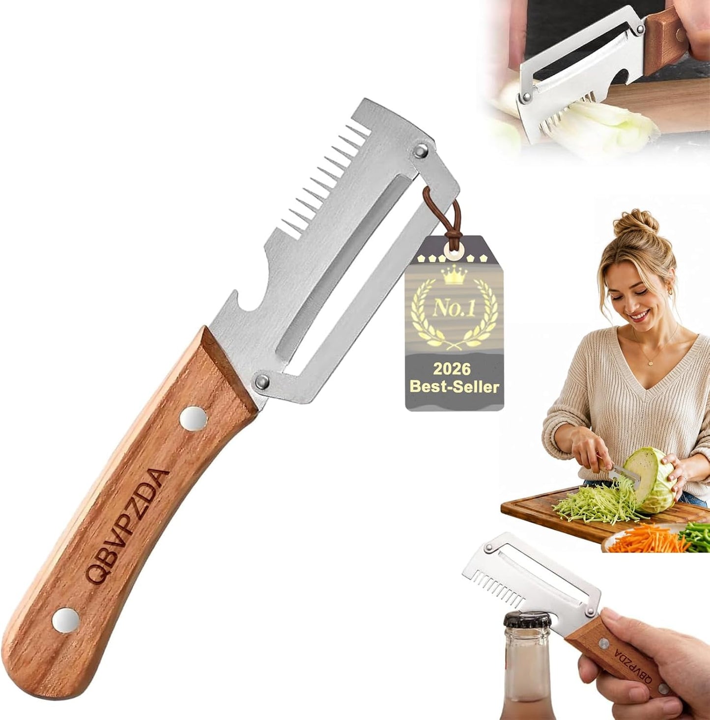 Multi Functional Vegetable Peeler Julienne Hand Held Opener 3 in 1 Easy-Clean Stainless Heavy Duty Steel Thickened for Kitchen Fruit Potatoes Cabbage Graters Slicer Shredder(Julienne Slicer(1pc))