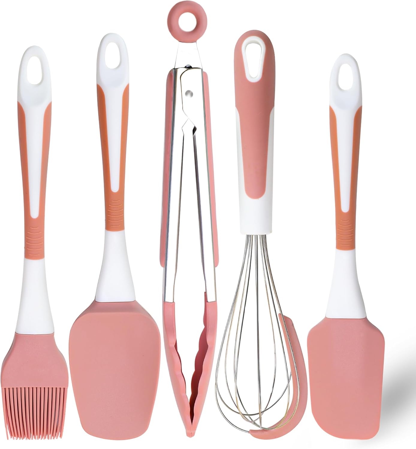 Silicone Kitchen Cooking Utensils Set Kitchen Spatula Set with Holder,5 pcs Heat Resistant Silicone Kitchen Utensils Gadgets Tools Set for Nonstick Cookware,Dishwasher Safe (Black)