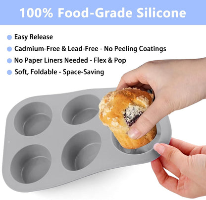 3-Pack 6-Cup Silicone Muffin Pans, Nonstick Cupcake Baking Molds, Muffin Cupcake Pans Molds for Baking, BPA/PFA-Free, Dishwasher & Oven Safe Pumpkin
