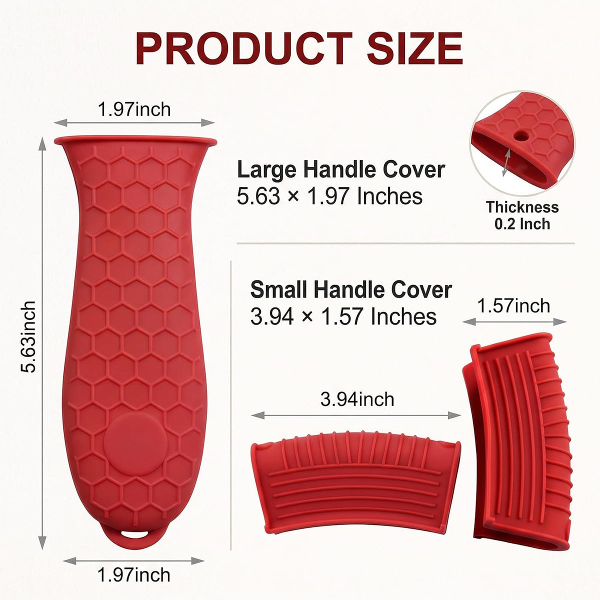 3 Pack Silicone Cast Iron Skillet Handle Cover, Heat Resistant Pan Grip