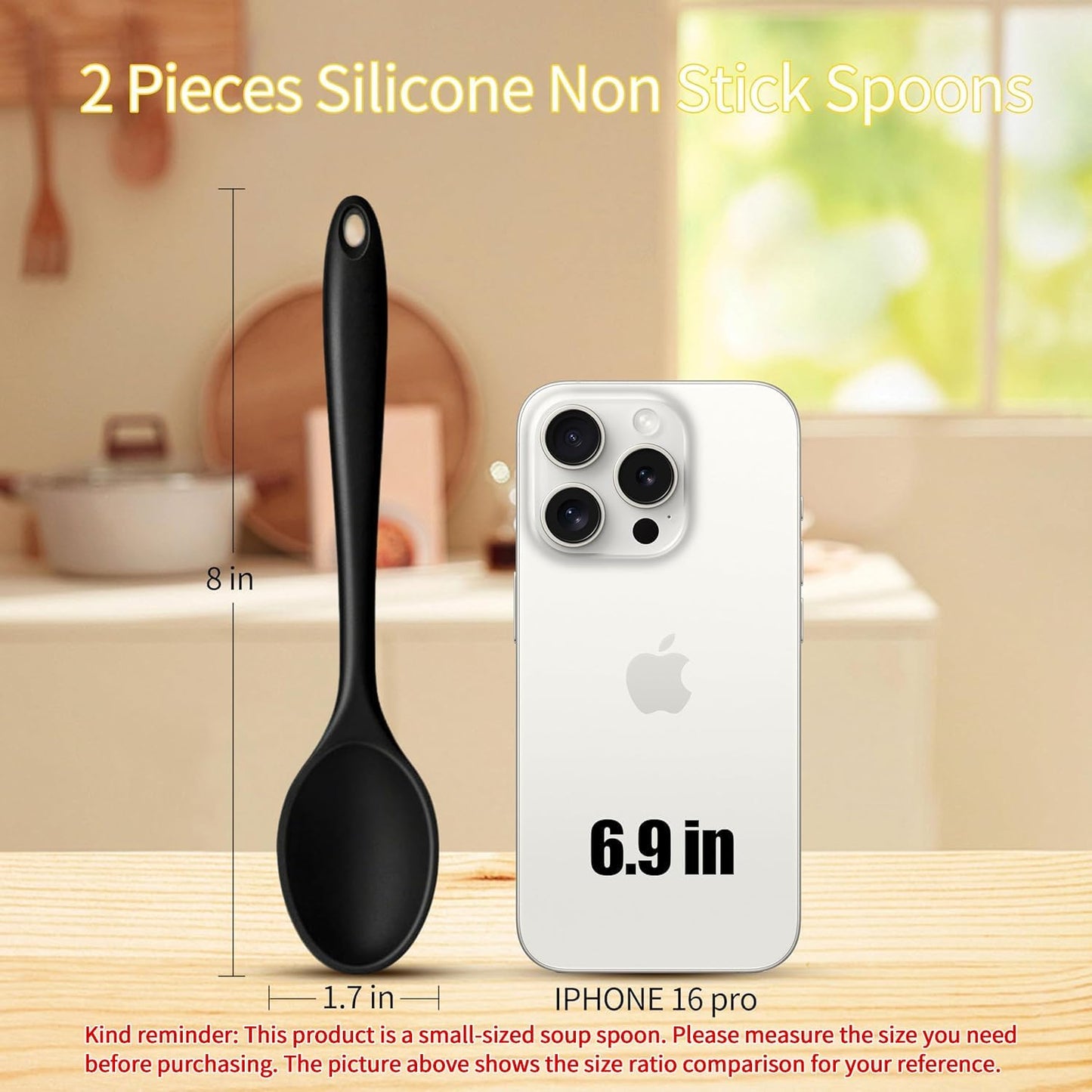 Silicone Spoons Set of 5,Mixing Spoons for cooking,Heat Resistant Spoons, Mixing Spoons for Kitchen Cooking Baking Stirring Mixing Tools (2pcs Large & 3pcs small)