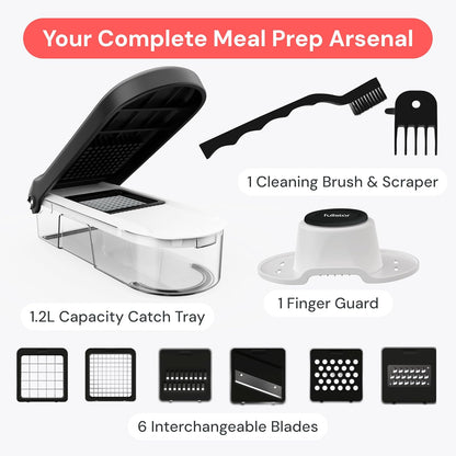 Fullstar Core Vegetable Chopper - Chop and Slice Lid - Food Chopper with Container, Veggie Chopper, Fruit Slicer, Onion Dicer - Meal Prep Essential - Kitchen Gadgets and Gifts (6-in-1, White/Black)