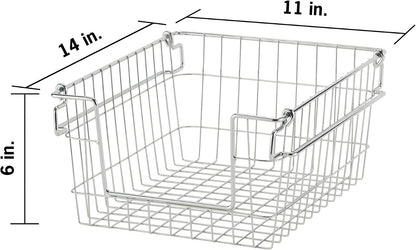 TRINITY 2-Pack Stackable Metal Wire Storage Baskets With Handles, EcoStorage Chrome, 11 Inches