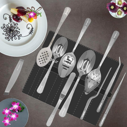 | Plating Tools Culinary Set | 11 Piece Professional Chef Plating Tools Pro Kit | Kitchen Plating Utensils | Modernist Cuisine Food Art | Stainless Steel | Black (Black)