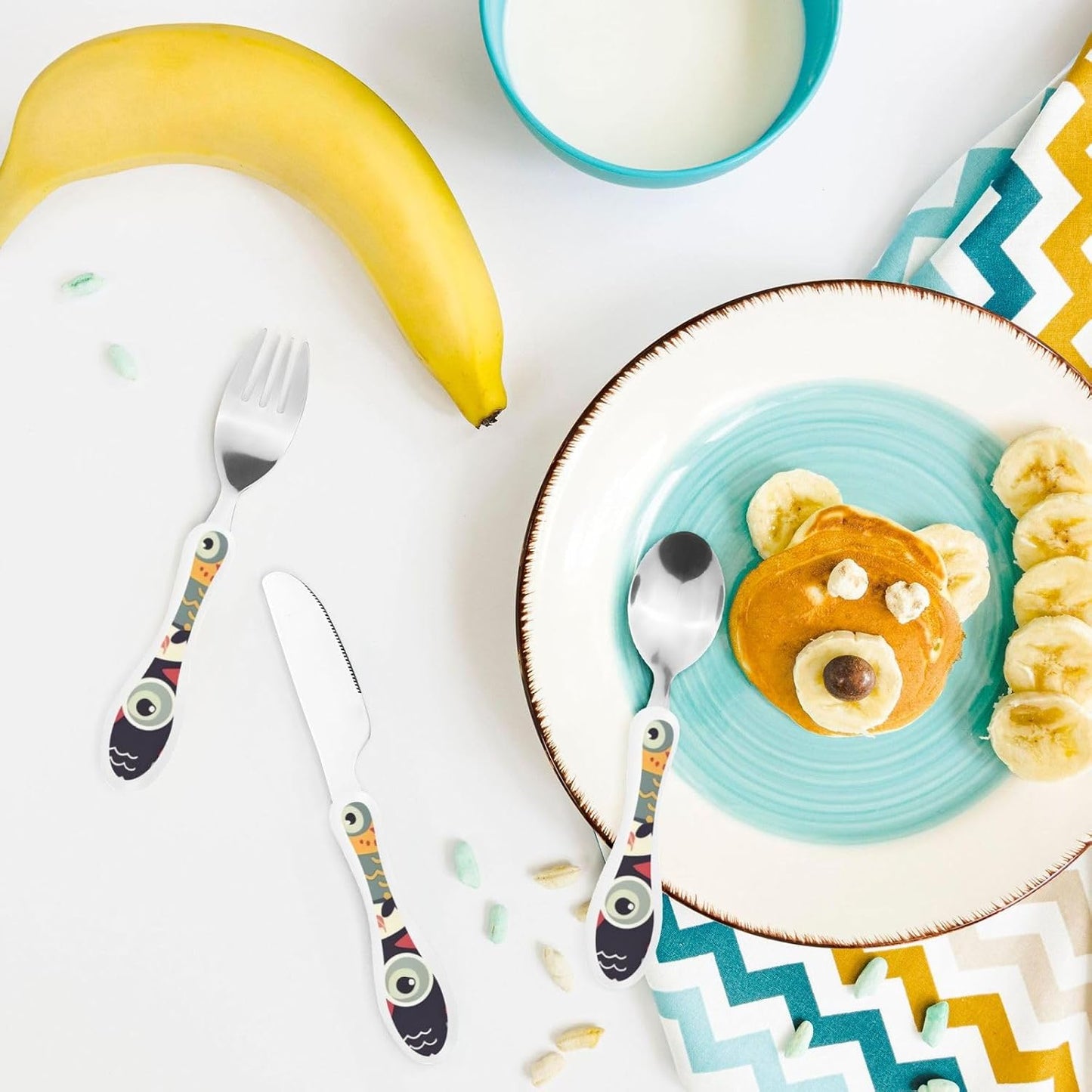 3-Piece Kids Silverware Set With Storage Case, Stainless Steel Reusable Children Safe Knife Spoon Fork Set Animal Cartoon Owls Cute Children Flatware Set For Kids Lunch Box