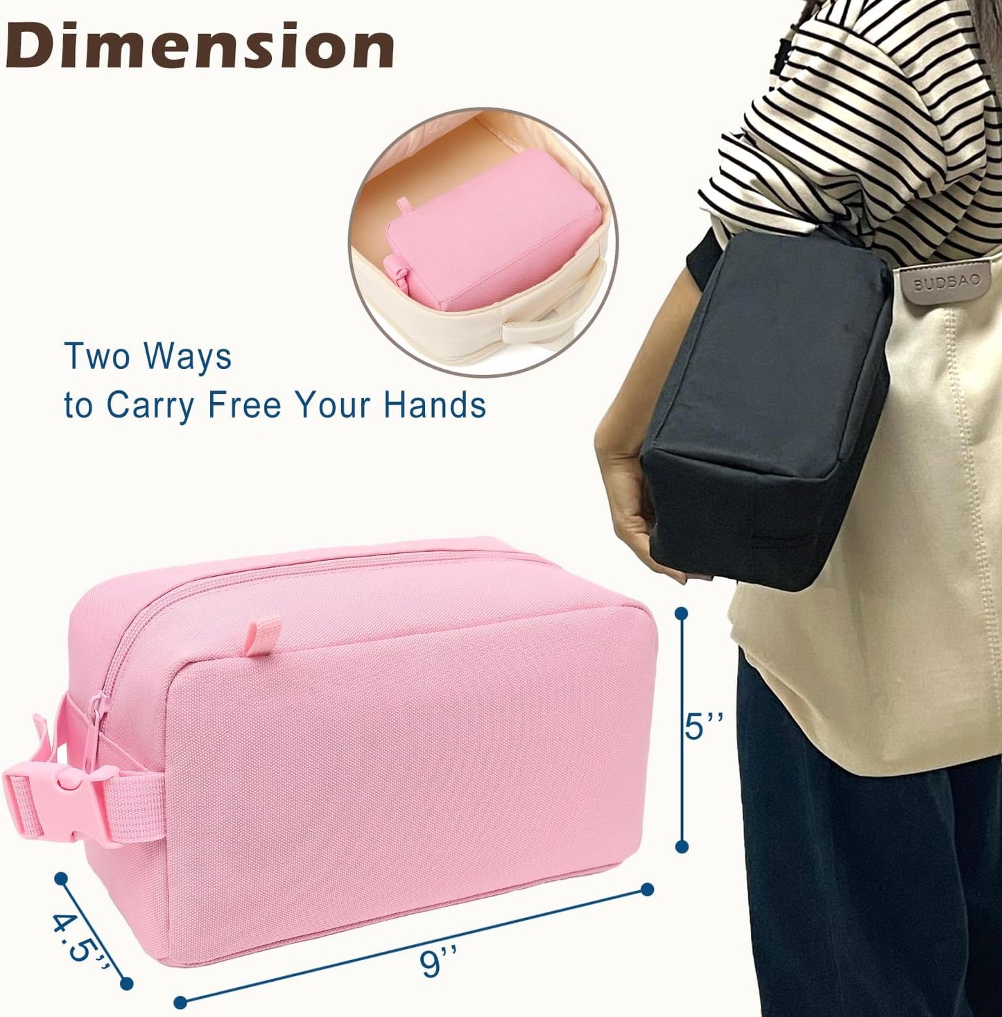 FlowFly Small Insulated Lunch box Portable Soft Bag Mini Cooler Thermal Meal Tote Kit with Handle for Work & School, Black