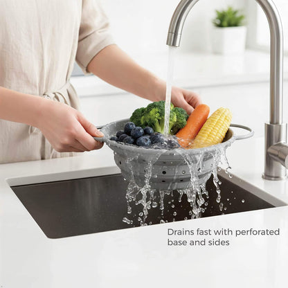2‑Quart Silicone Collapsible Colander & Kitchen Collapsible Strainer