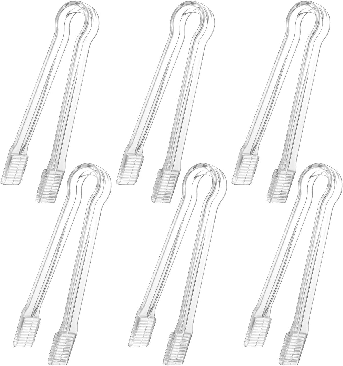 6 Pack Clear Plastic Serving Tongs, 6.3 In Small Serving Utensils Ice Tongs