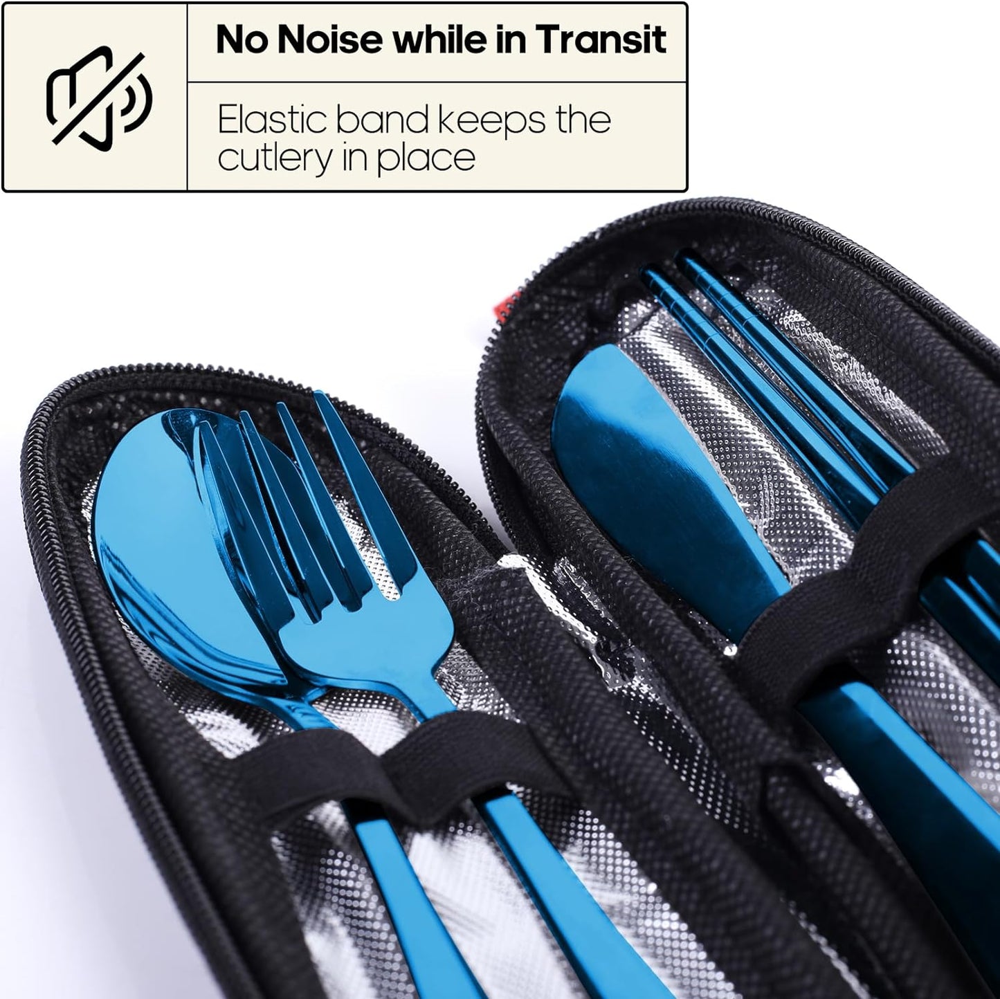 Travel Utensils with Case, Quatish Portable Silverware Set for Work, Stainless Steel Reusable Travel Cutlery Set, Fork and Spoon Set for Camping, EDC Gadgets, Lunch Box for Men, Purple
